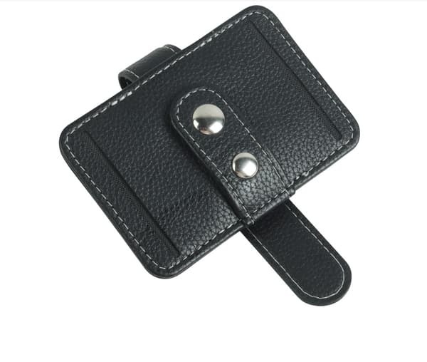 INF PU Læder Bil Solskærm Solbrilleholder Clip Sort