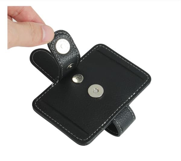 INF PU Læder Bil Solskærm Solbrilleholder Clip Sort