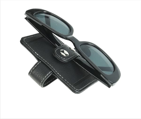 INF PU Læder Bil Solskærm Solbrilleholder Clip Sort