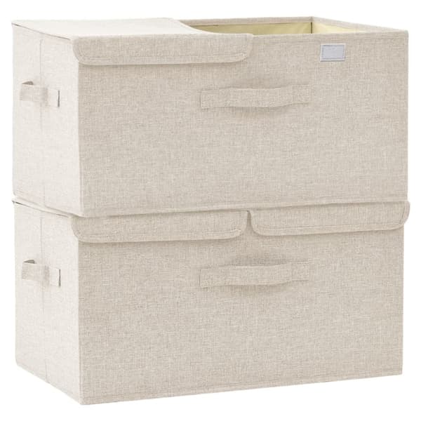 vidaXL opbevaringskasser 2 stk. 50x30x25 cm stof cremefarvet -  Opbevaringskasser