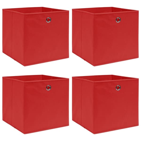 vidaXL opbevaringskasser 4 stk. 32x32x32 stof rød -  Opbevaringskasser