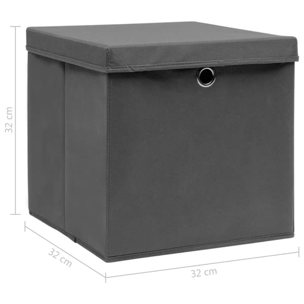 vidaXL Säilytyslaatikot kansilla 4 kpl harmaa 32x32x32 cm kangas -  Säilytyslaatikot