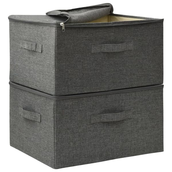 The Living Store opbevaringskasser 2 stk. 43x34x23 cm stof antracitgrå - Opbevaringskasser