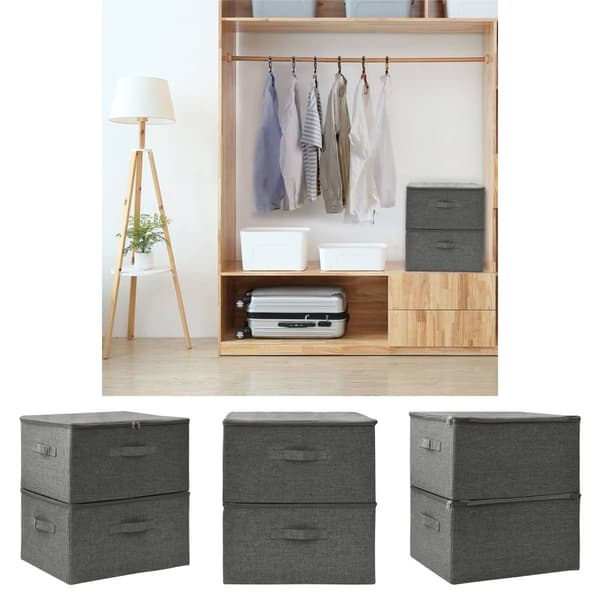 The Living Store opbevaringskasser 2 stk. 43x34x23 cm stof antracitgrå - Opbevaringskasser