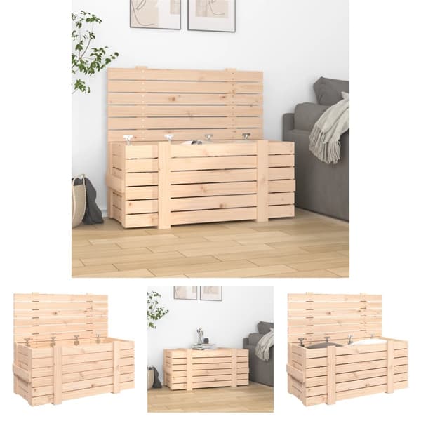 The Living Store opbevaringskasse 91x40,5x42 cm massivt fyrretræ -  Opbevaringskasser