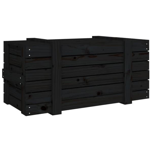 The Living Store opbevaringskasse 91x40,5x42 cm massivt fyrretræ sort -  Opbevaringskasser