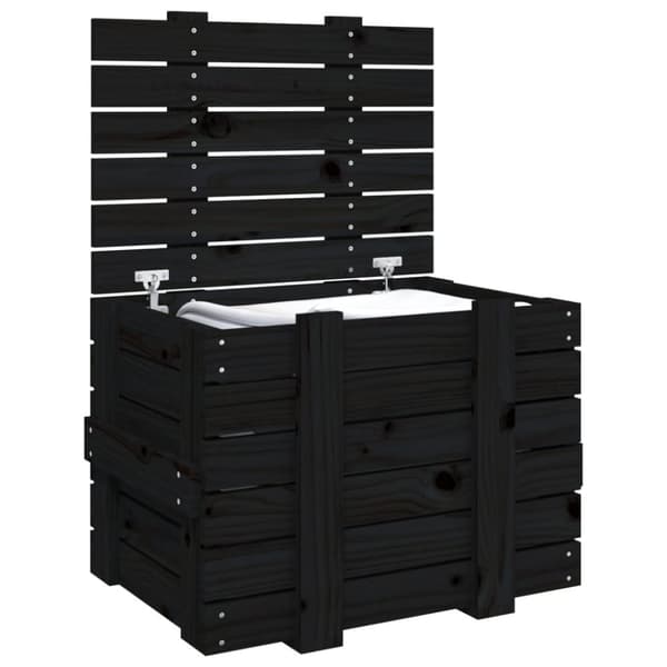 The Living Store opbevaringskasse 58x40,5x42 cm massivt fyrretræ sort -  Opbevaringskasser