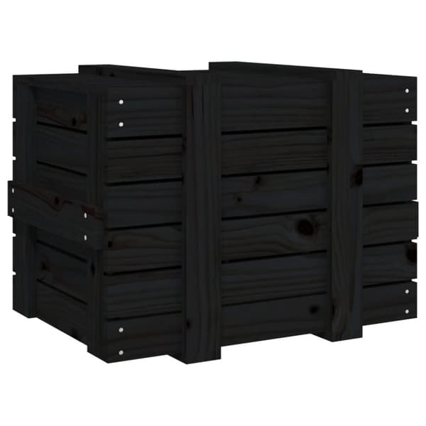 The Living Store opbevaringskasse 58x40,5x42 cm massivt fyrretræ sort -  Opbevaringskasser