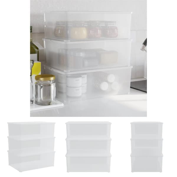 The Living Store plastopbevaringskasser 3 stk. 10 l stabelbare -  Opbevaringskasser