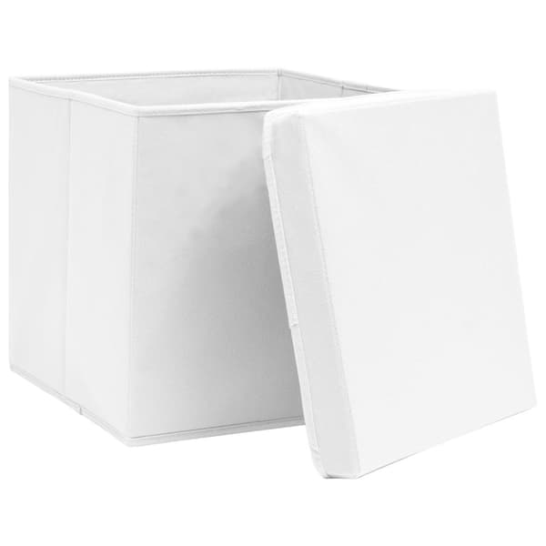 Opbevaringskasser - Living opbevaringskasser med låg 4 stk. 28x28x28 cm hvid