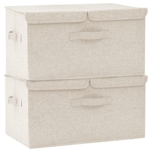 Opbevaringskasser - Living opbevaringskasser 2 stk. 50x30x25 cm stof cremefarvet