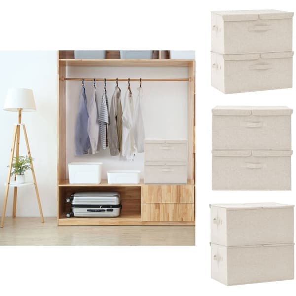 Opbevaringskasser - Living opbevaringskasser 2 stk. 50x30x25 cm stof cremefarvet