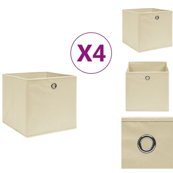 Opbevaringskasser - Living opbevaringskasser 4 stk. ikke-vævet stof 28x28x28 cm creme