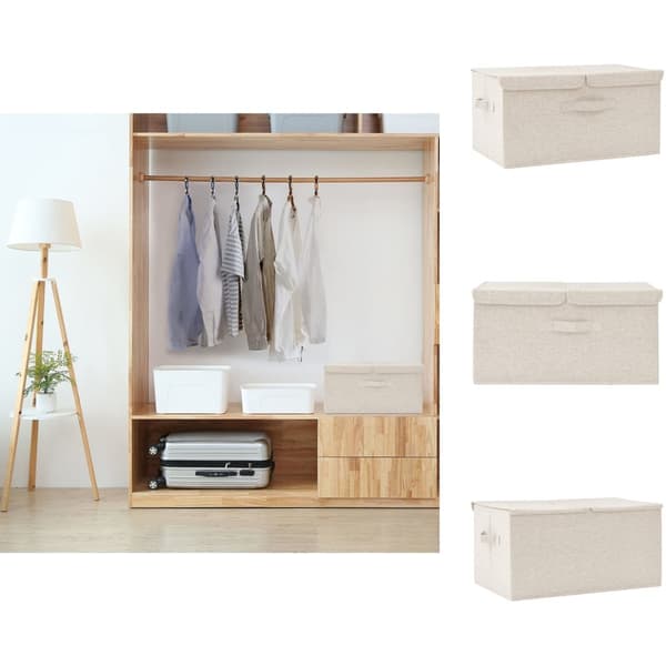 Opbevaringskasser - Living opbevaringskasse 50x30x25 cm stof cremefarvet
