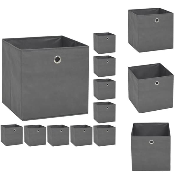 Förvaringslådor - Living Förvaringslådor 10 st non-woven tyg 32x32x32 cm grå