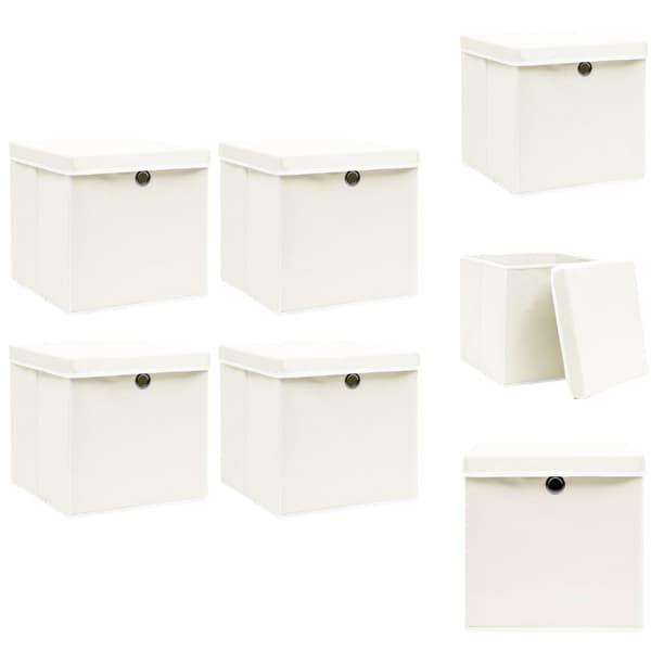 Opbevaringskasser - Living opbevaringskasser med låg 4 stk. 32x32x32 stof hvid