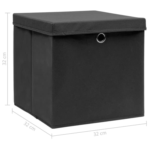 Opbevaringskasser - Living opbevaringskasser med låg 4 stk. 32x32x32 stof sort