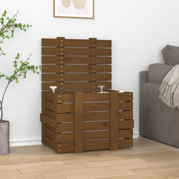 Opbevaringskasser - Living opbevaringskasse 58x40,5x42 cm massivt fyrretræ gyldenbrun