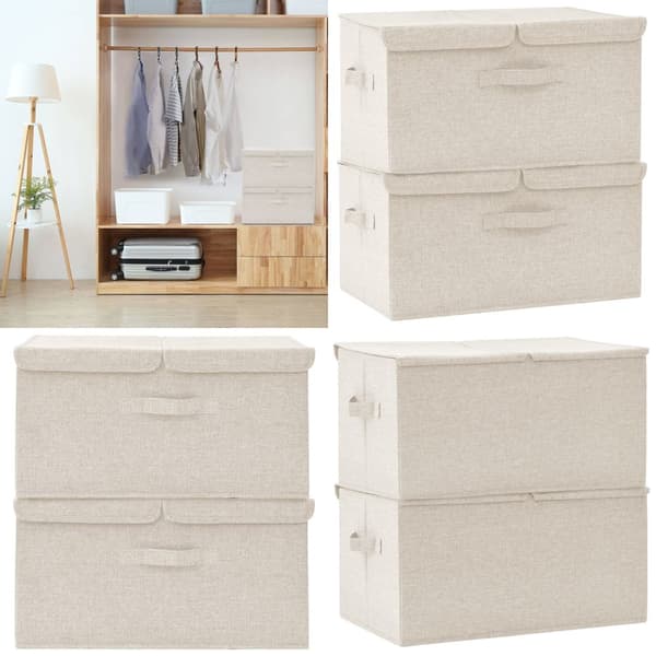 Opbevaringskasser 2 stk. 50x30x25 cm stof cremefarvet - Opbevaringskasse - Opbevaringskasser - Home & Living