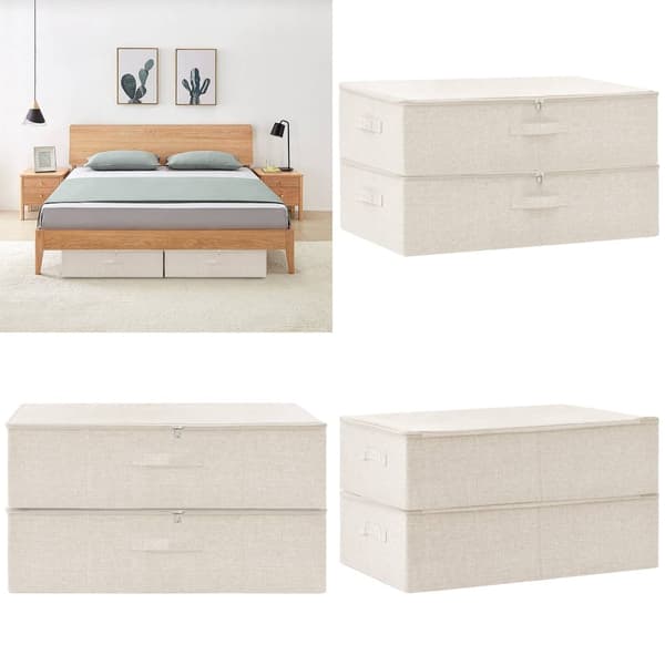 Opbevaringskasser 2 stk. 70x40x18 cm stof cremefarvet - Opbevaringskasse - Opbevaringskasser - Home & Living