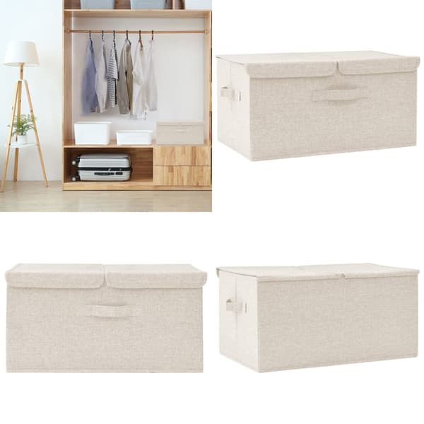 Opbevaringskasse 50x30x25 cm stof cremefarvet - Opbevaringskasse - Opbevaringskasser - Home & Living