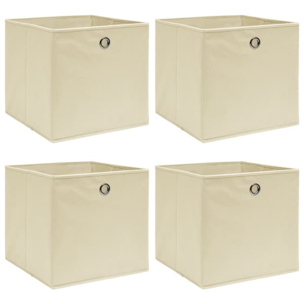 Förvaringslådor 4 st gräddvit 32x32x32 cm tyg - Förvaringslåda - Förvaringslådor - Home & Living
