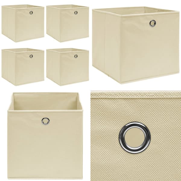 Förvaringslådor 4 st gräddvit 32x32x32 cm tyg - Förvaringslåda - Förvaringslådor - Home & Living