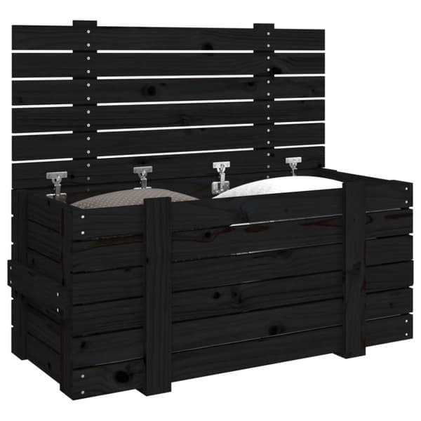 Opbevaringskasse 91x40,5x42 cm massivt fyrretræ sort - Opbevaringskasse - Opbevaringskasser - Home & Living