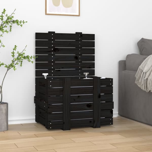 Opbevaringskasse 58x40,5x42 cm massivt fyrretræ sort - Opbevaringskasse - Opbevaringskasser - Home & Living