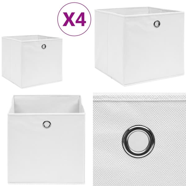 Opbevaringskasser 4 stk. Ikke-vævet stof 28x28x28 cm hvid - Opbevaringskasse - Opbevaringskasser - Home & Living