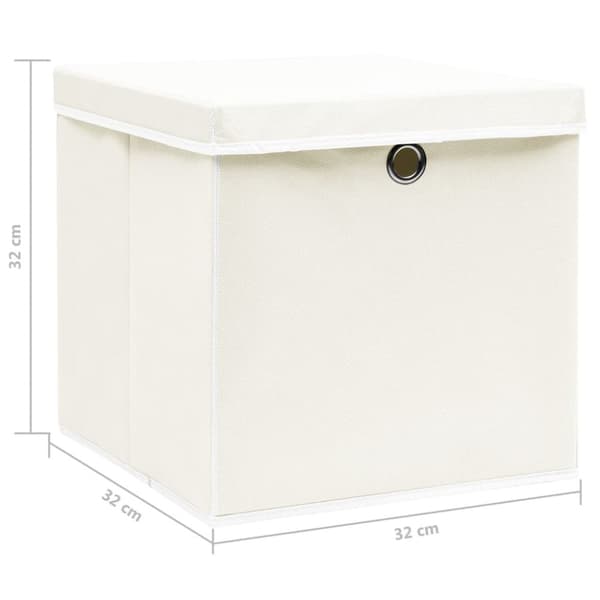 Opbevaringskasser med låg 4 stk. 32x32x32 stof hvid - Opbevaringskasse - Opbevaringskasser - Home & Living