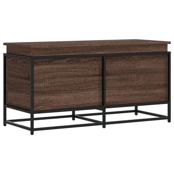 vidaXL opbevaringsboks med låg 100x40x51,5 cm konstrueret træ brunt eg