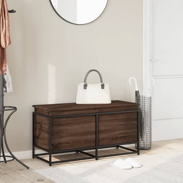 vidaXL opbevaringsboks med låg 100x40x51,5 cm konstrueret træ brunt eg