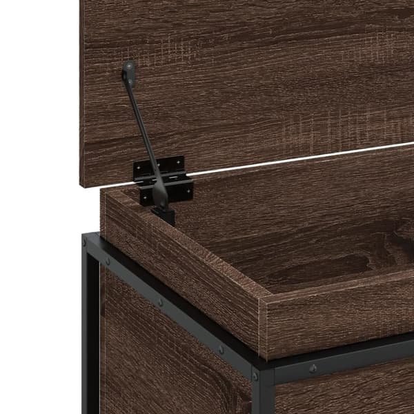 vidaXL opbevaringsboks med låg 100x40x51,5 cm konstrueret træ brunt eg