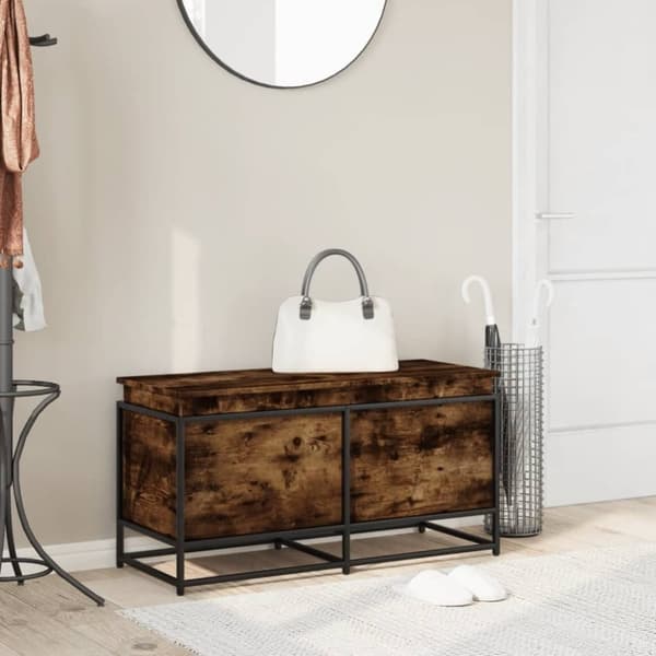 vidaXL Oppbevaringsboks med lokk røkt eik 100x40x51,5cm konstruert tre