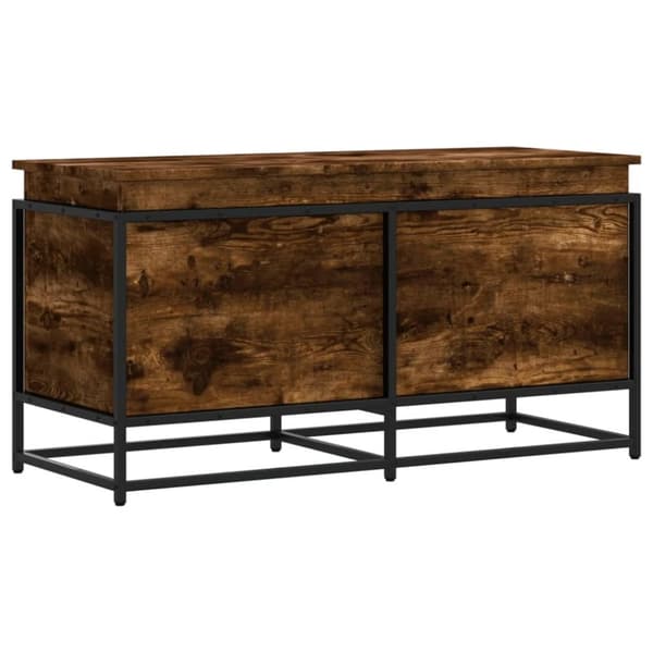 vidaXL Oppbevaringsboks med lokk røkt eik 100x40x51,5cm konstruert tre