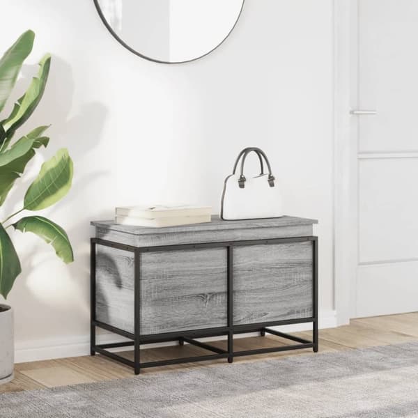 vidaXL Oppbevaringsboks lokk grå sonoma 80x40x51,5 cm konstruert tre