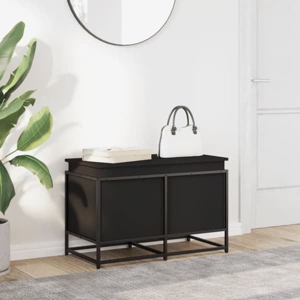 vidaXL opbevaringsboks med låg 80x40x51,5 cm konstrueret træ sort