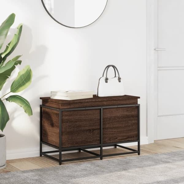 vidaXL Oppbevaringsboks med lokk brun eik 80x40x51,5 cm konstruert tre