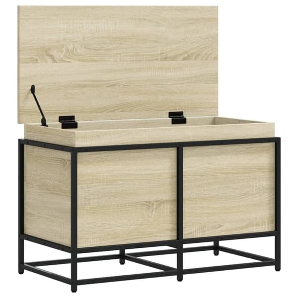 vidaXL opbevaringsboks med låg 80x40x51,5 cm konstrueret træ sonoma-eg