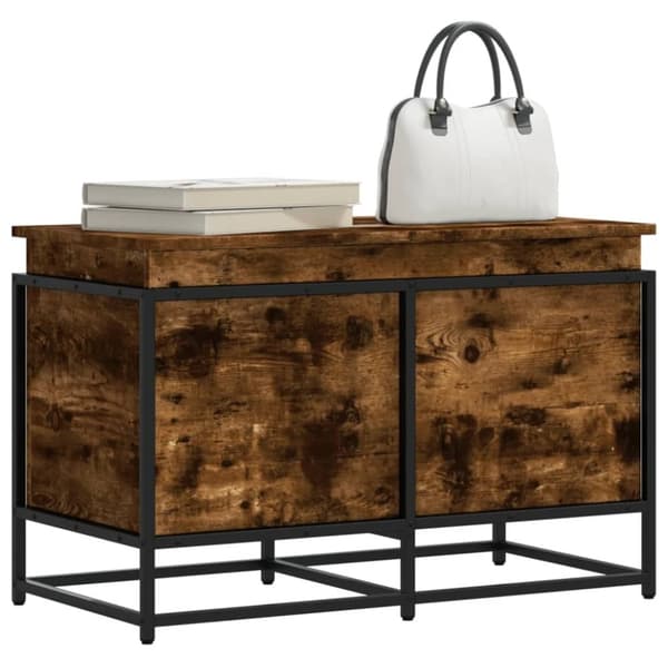 vidaXL opbevaringsboks med låg 80x40x51,5 cm konstrueret træ røget eg