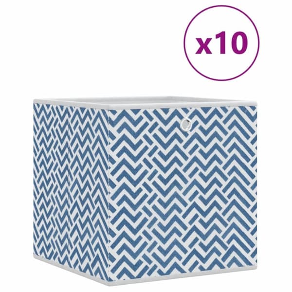 vidaXL opbevaringskasser 10 stk. 32x32x32 cm foldbare stof blå