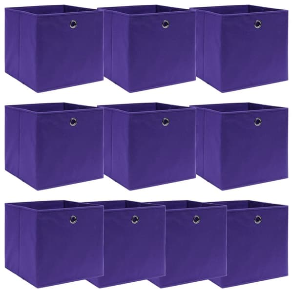 Förvaringslådor 10 st lila 32x32x32 cm tyg