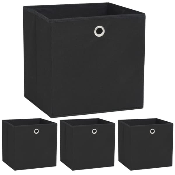 Förvaringslådor 4 st non-woven tyg 32x32x32 cm svart