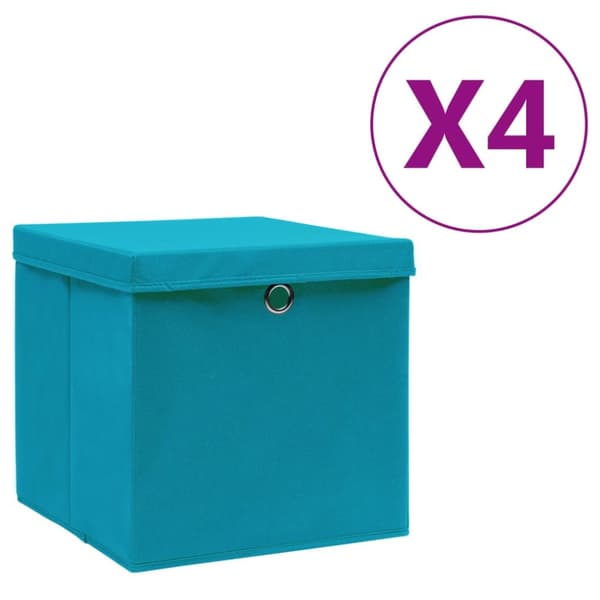Förvaringslådor med lock 4 st 28x28x28 cm babyblå