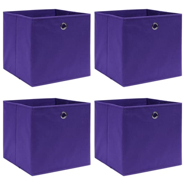 Förvaringslådor 4 st lila 32x32x32 cm tyg
