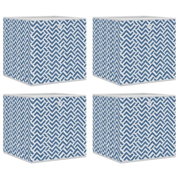 Vikbar förvaringslådor 4 st blå 32x32x32 cm non-woven tyg
