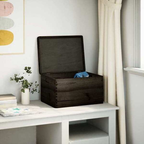 vidaXL puinen laatikko kannella ja kahvoilla musta 40x30x23cm