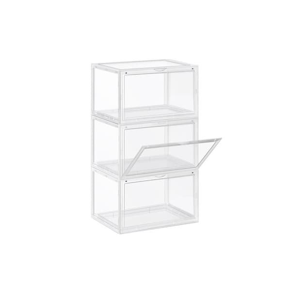 Skoboks - Sæt med 3 - Stabelbare arrangører - Transparent dør - Plastik