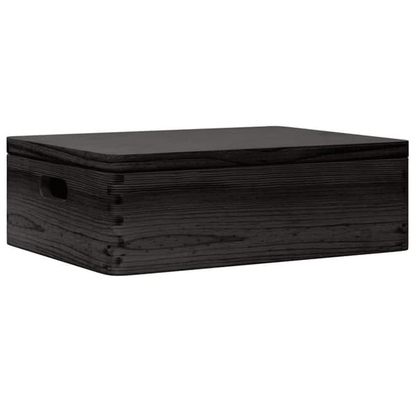 vidaXL puinen laatikko kannella ja kahvoilla musta 40x30x13cm